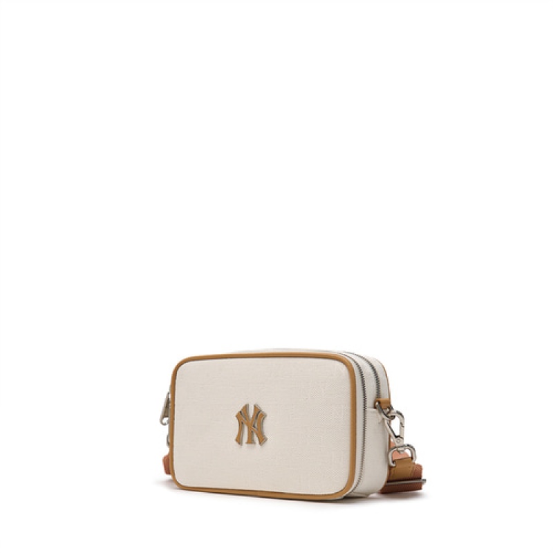 MLB Classic Monogram Jacquard Mini Crossbody Bags White | Australia_MLB47753