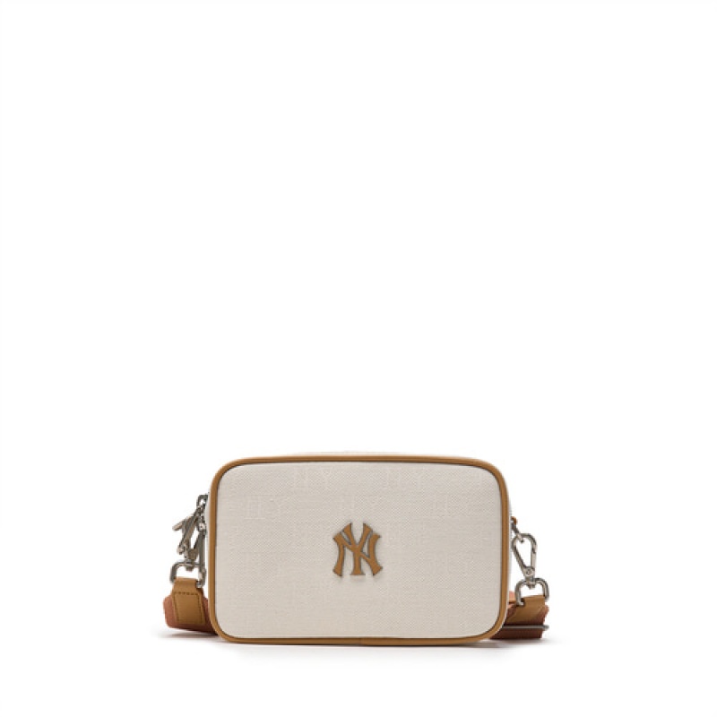 MLB Classic Monogram Jacquard Mini Crossbody Bags White | Australia_MLB47753