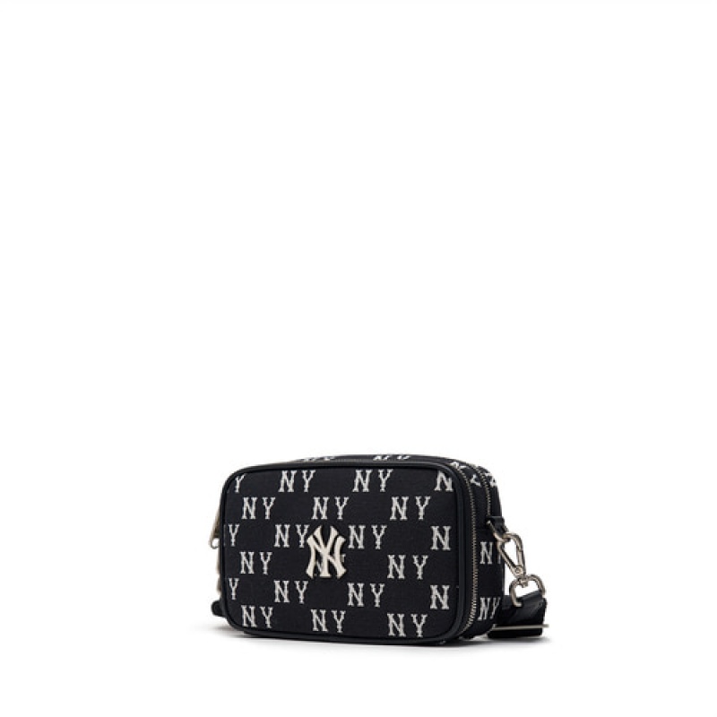 MLB Classic Monogram Jacquard Mini Crossbody Bags Black | Australia_MLB51614