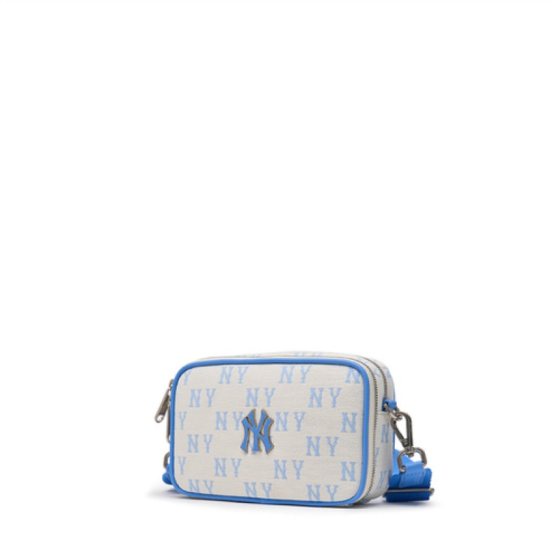 MLB Classic Monogram Jacquard Mini Crossbody Bags White | Australia_MLB64207