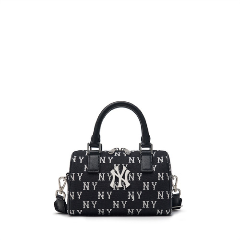 MLB Classic Monogram Jacquard Small Tote Bags Black | Australia_MLB99097