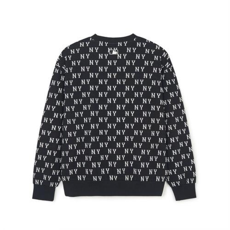 MLB Classic Monogram Jaquard Sweatshirts Black | Australia_MLB28569