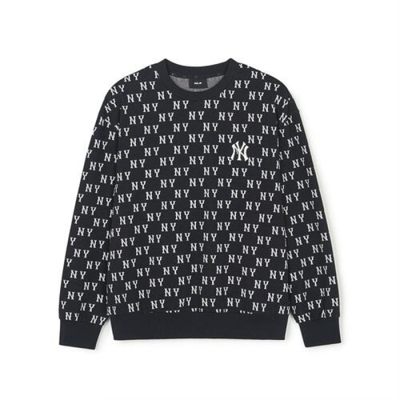 MLB Classic Monogram Jaquard Sweatshirts Black | Australia_MLB28569