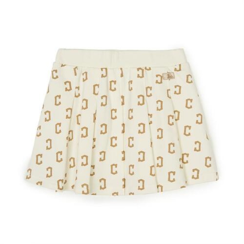 MLB Classic Monogram Pleats Skirt Bottoms Beige | Australia_MLB78026