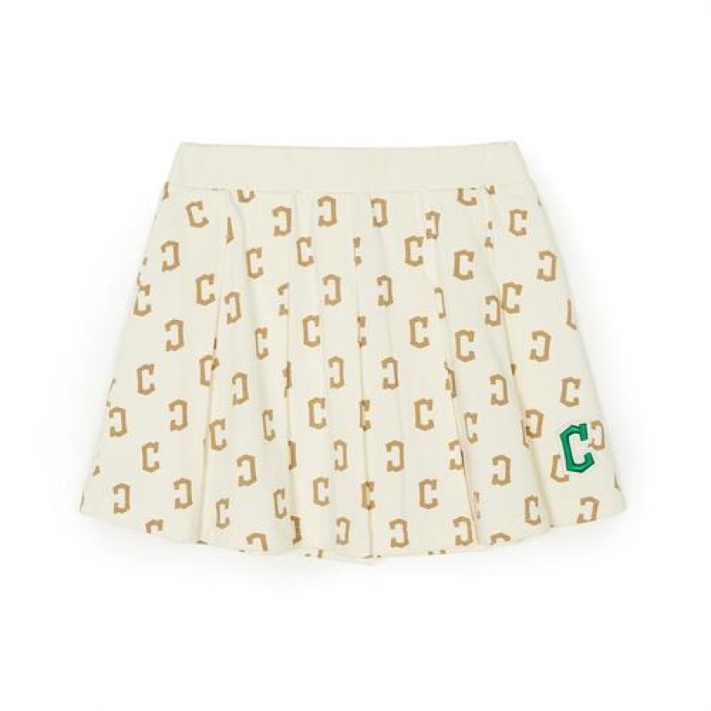 MLB Classic Monogram Pleats Skirt Bottoms Beige | Australia_MLB78026