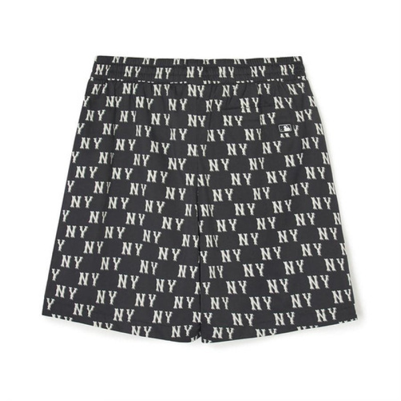 MLB Classic Monogram Print 7.5in Woven Shorts Bottoms Black | Australia_MLB66304