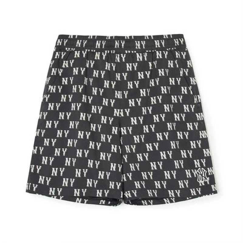 MLB Classic Monogram Print 7.5in Woven Shorts Bottoms Black | Australia_MLB66304