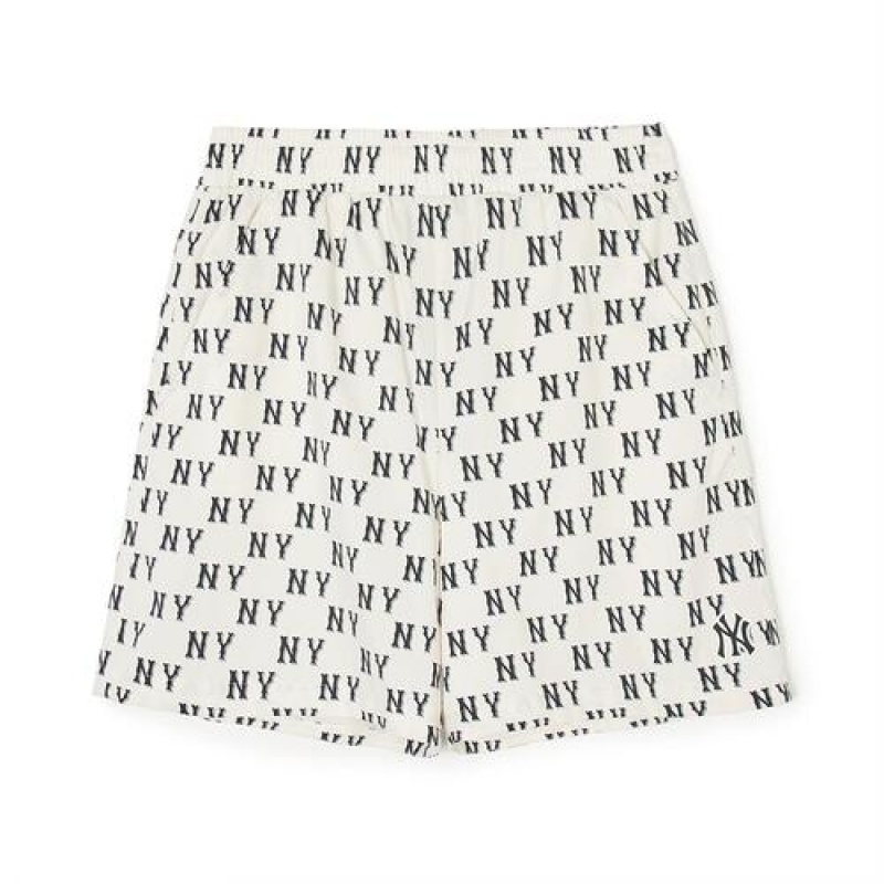 MLB Classic Monogram Print 7.5in Woven Shorts Bottoms White | Australia_MLB91538