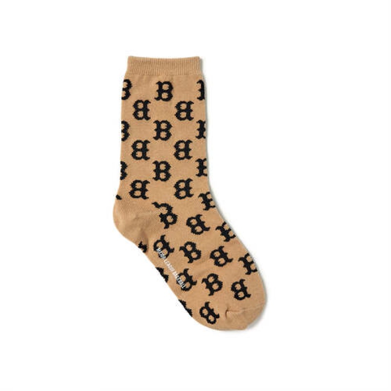 MLB Classic Monogram Socks Set Accessories Beige | Australia_MLB20394