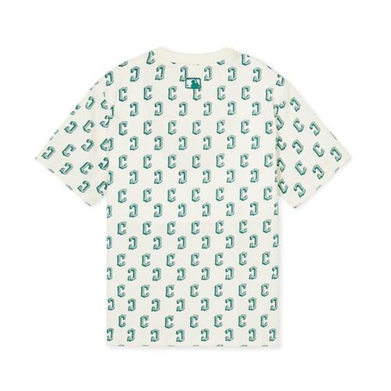 MLB Classic Monogram T Shirt Tops Green | Australia_MLB28216