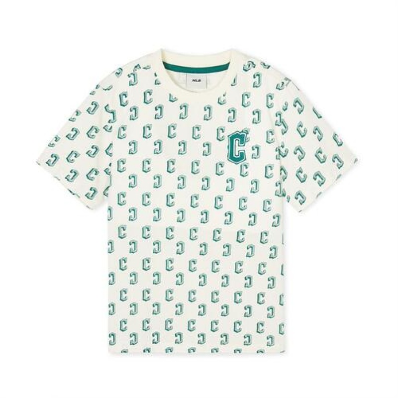 MLB Classic Monogram T Shirt Tops Green | Australia_MLB28216