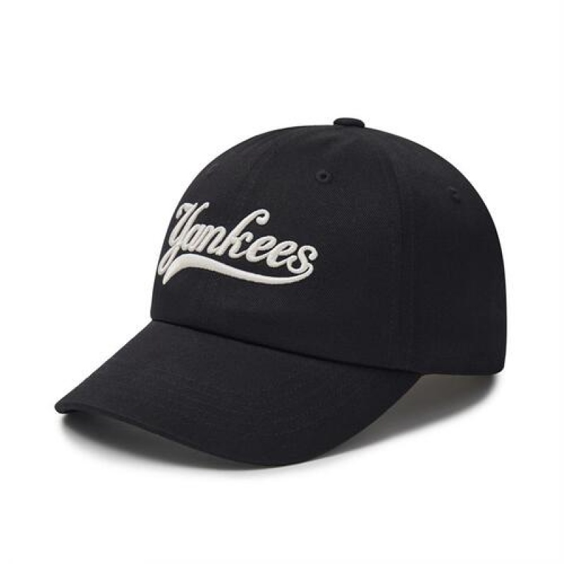 MLB Cursive Lettering Unstructured Baseball Caps Black | Australia_MLB15691