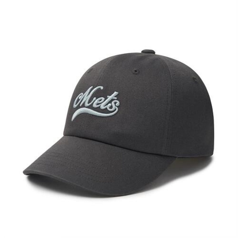 MLB Cursive Lettering Unstructured Baseball Caps Dark Grey | Australia_MLB90521