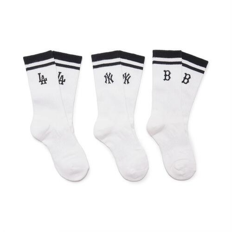 MLB Daily Stripe Socks White | Australia_MLB72868