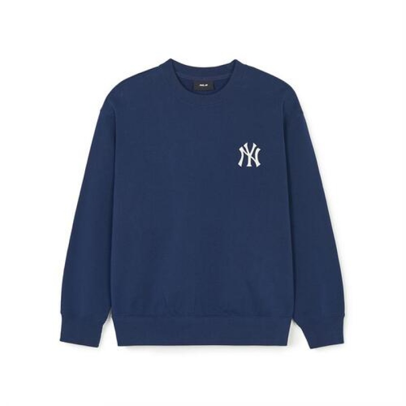 MLB Denim Like Monogram Big Lux Sweatshirts Blue | Australia_MLB86560