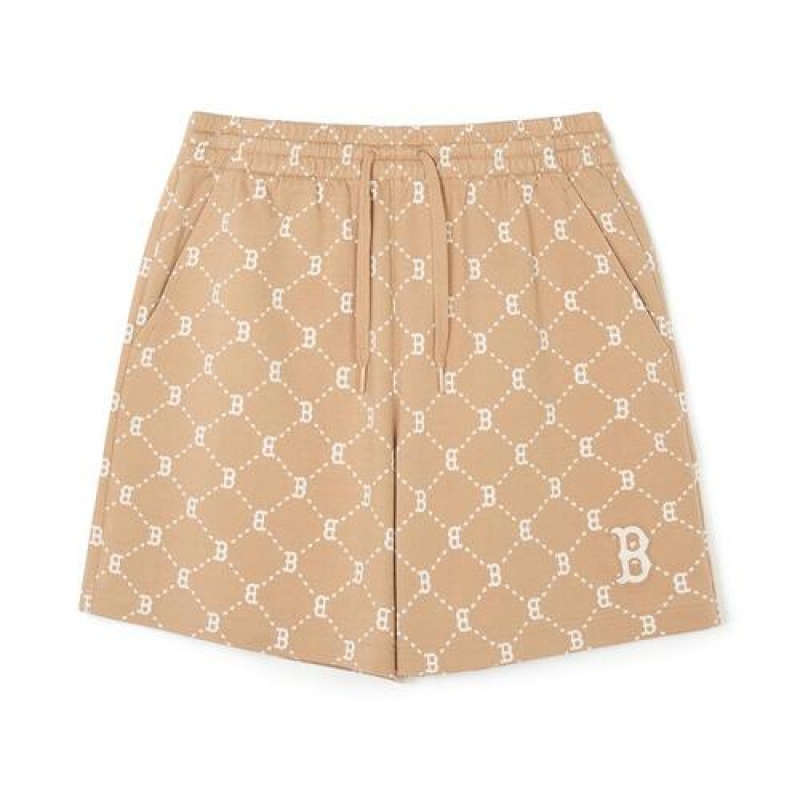 MLB Dia Monogram All Over Jacqaurd 7in Shorts Bottoms Beige | Australia_MLB91085