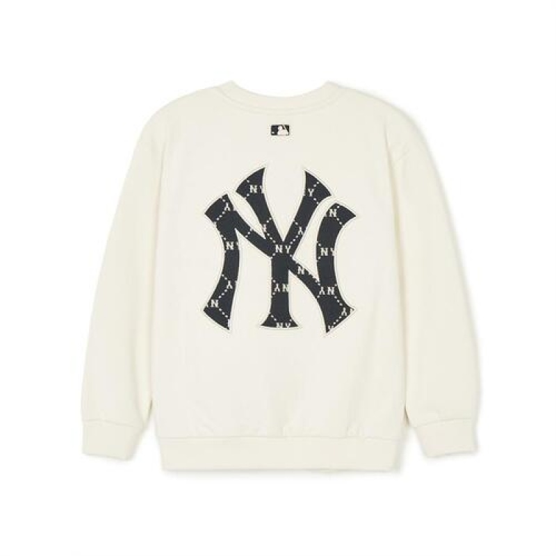 MLB Dia Monogram Applique Sweatshirt Tops White | Australia_MLB30053