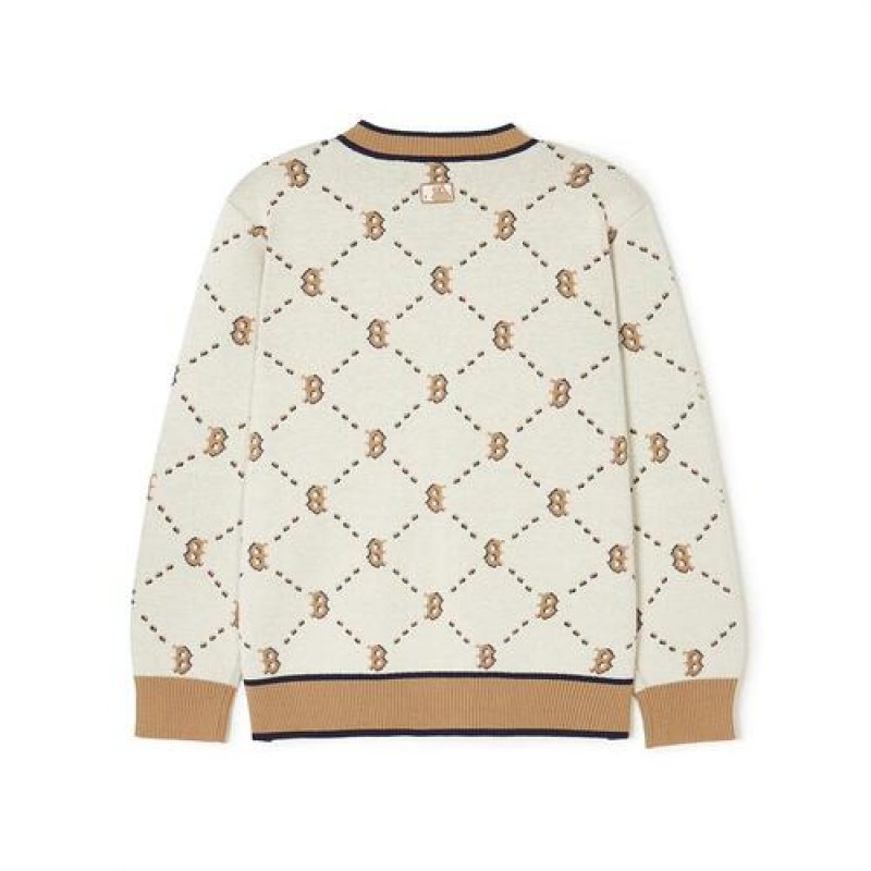 MLB Dia Monogram Cardigan Tops Beige | Australia_MLB99603