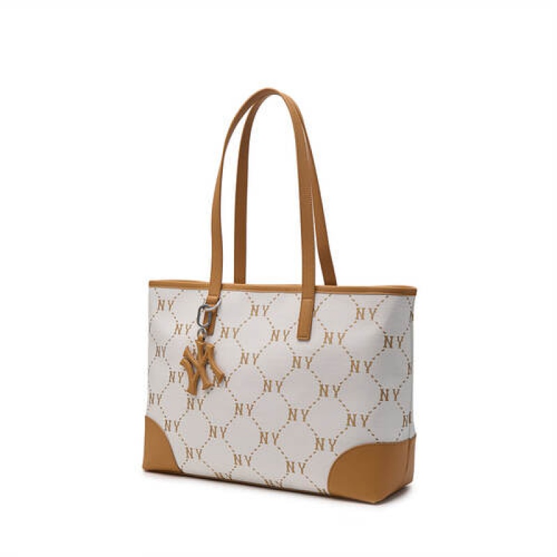 MLB Dia Monogram Jacquard Large Tote Bags White | Australia_MLB64266