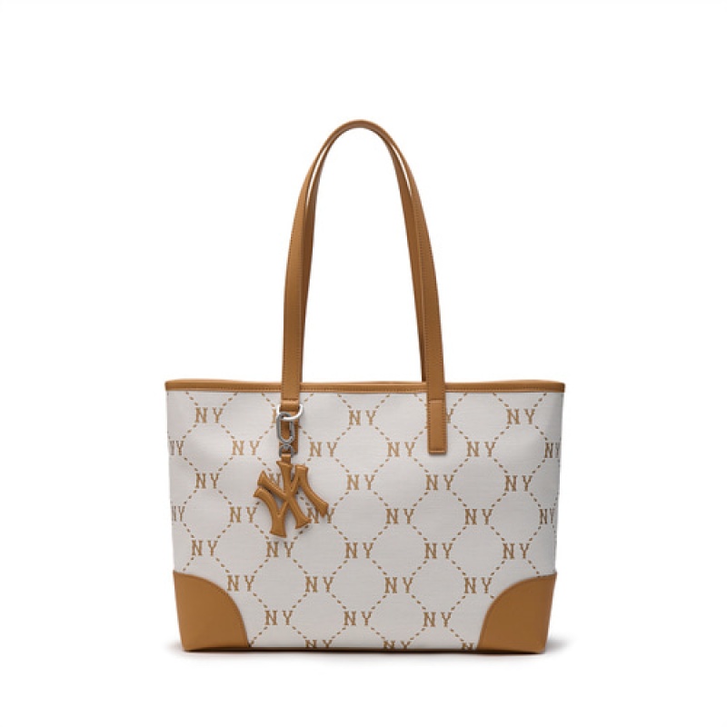 MLB Dia Monogram Jacquard Large Tote Bags White | Australia_MLB64266