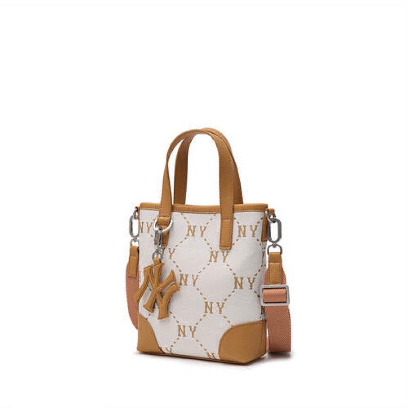 MLB Dia Monogram Jacquard Mini Crossbody Bags White | Australia_MLB77680