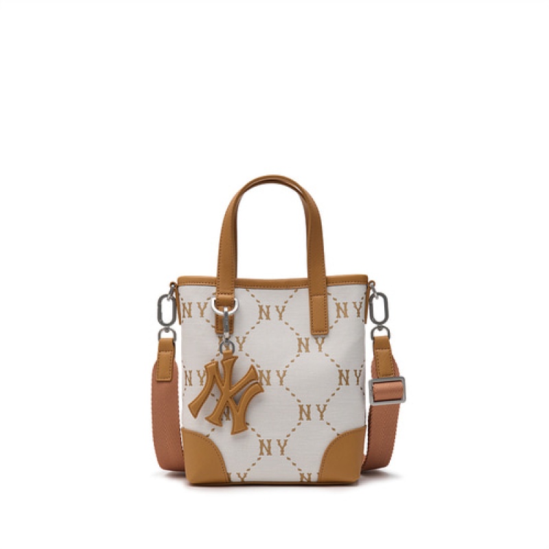 MLB Dia Monogram Jacquard Mini Crossbody Bags White | Australia_MLB77680