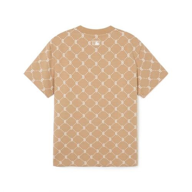 MLB Dia Monogram Jacquard T Shirts Beige | Australia_MLB51113