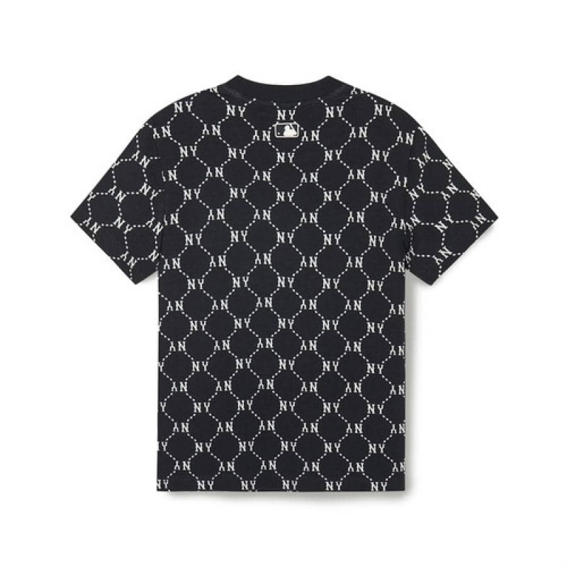 MLB Dia Monogram Jacquard T Shirts Black | Australia_MLB55589