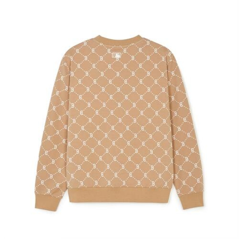 MLB Dia Monogram Jaquard Sweatshirts Beige | Australia_MLB27982