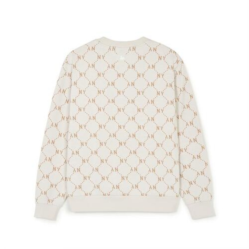 MLB Dia Monogram Jaquard Sweatshirts White | Australia_MLB11462