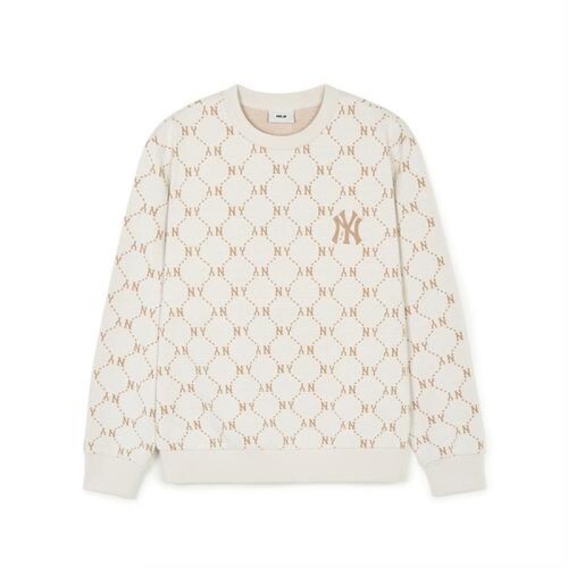 MLB Dia Monogram Jaquard Sweatshirts White | Australia_MLB11462