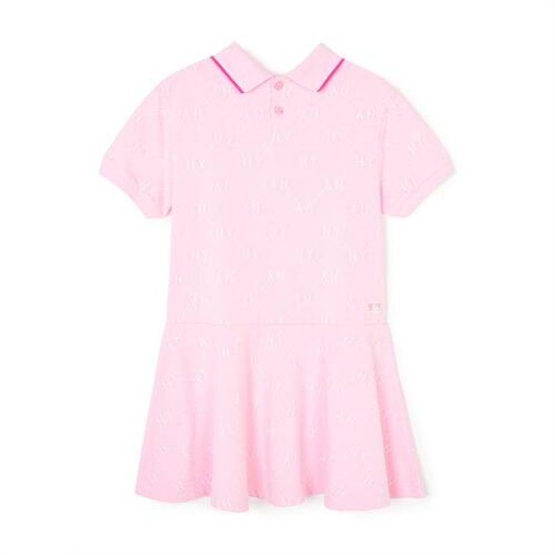 MLB Dia Monogram Jqd Pique Dress Tops Pink | Australia_MLB25166