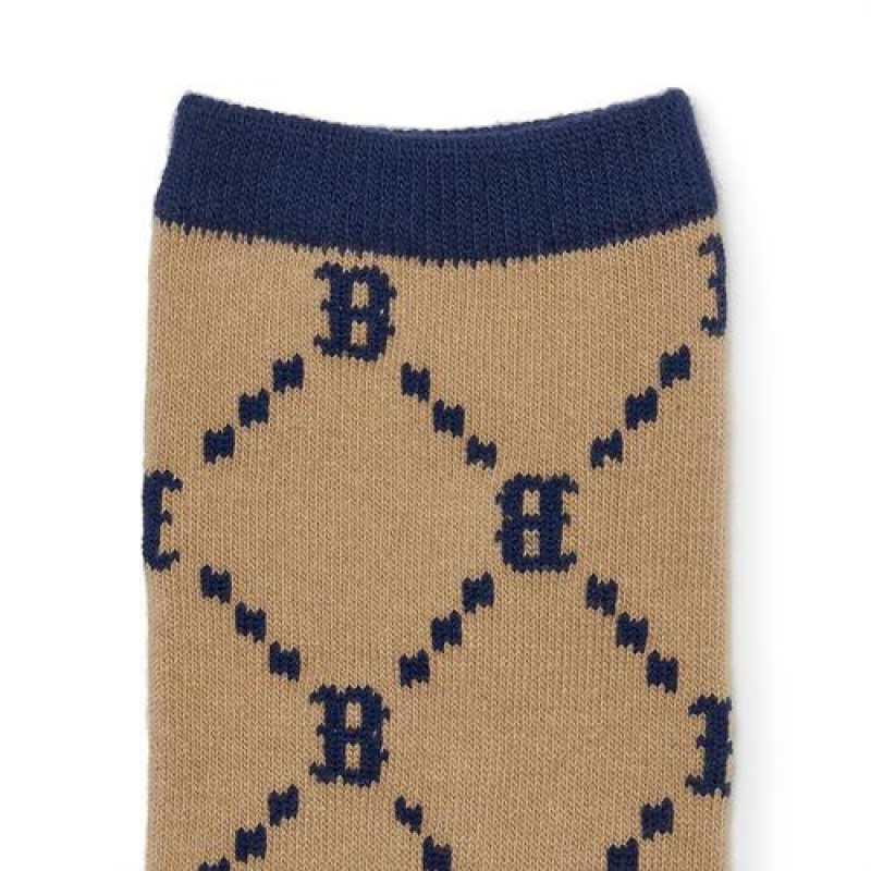 MLB Dia Monogram Jqd Socks Accessories Brown | Australia_MLB33922