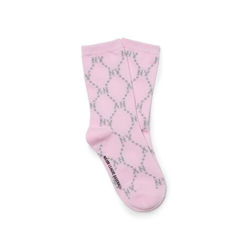 MLB Dia Monogram Jqd Socks Accessories Pink | Australia_MLB43604