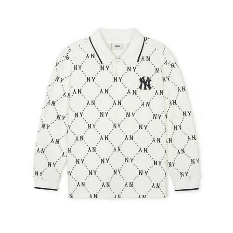 MLB Dia Monogram Pique T Shirt Tops White | Australia_MLB48398