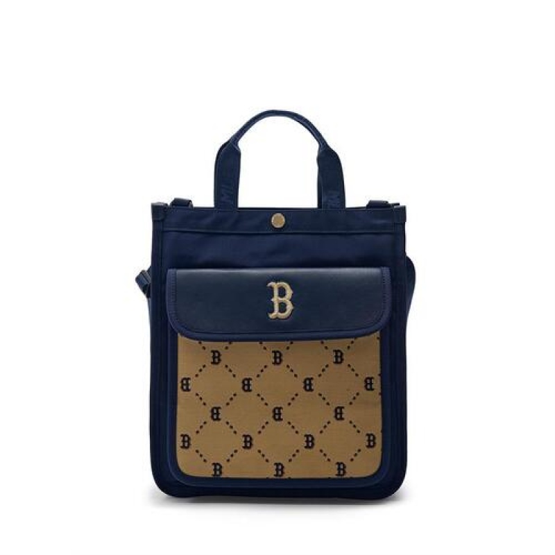 MLB Dia Monogram Premium School Sub Bag Accessories Navy | Australia_MLB25659