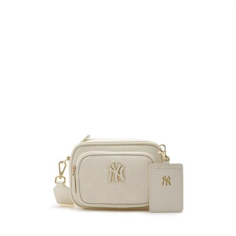 MLB Dia Monogram Pu Camera Bag Accessories White | Australia_MLB87468