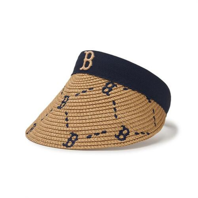 MLB Dia Monogram Raffia Sunvisor Cap Beige | Australia_MLB71736