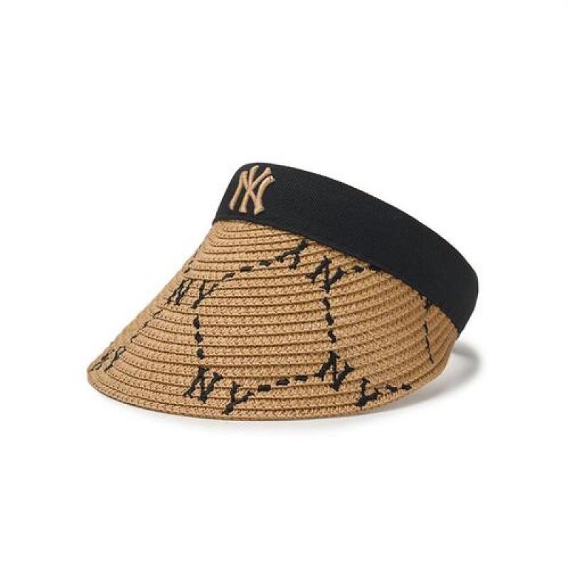 MLB Dia Monogram Raffia Sunvisor Cap Beige | Australia_MLB79519