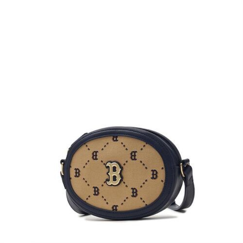 MLB Dia Monogram Round Crossbag Accessories Beige | Australia_MLB72145