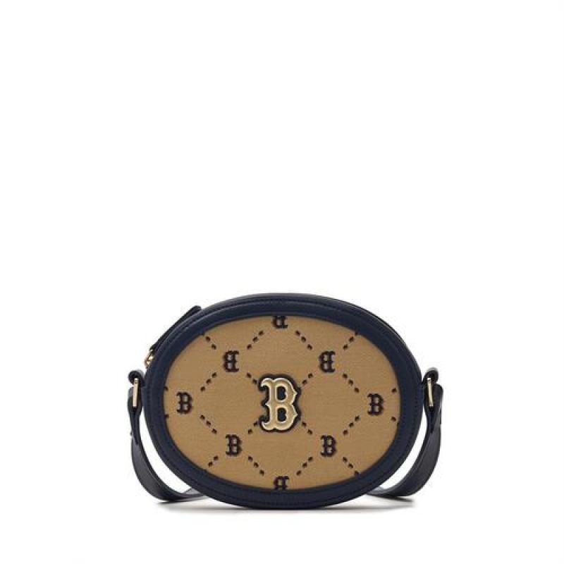 MLB Dia Monogram Round Crossbag Accessories Beige | Australia_MLB72145