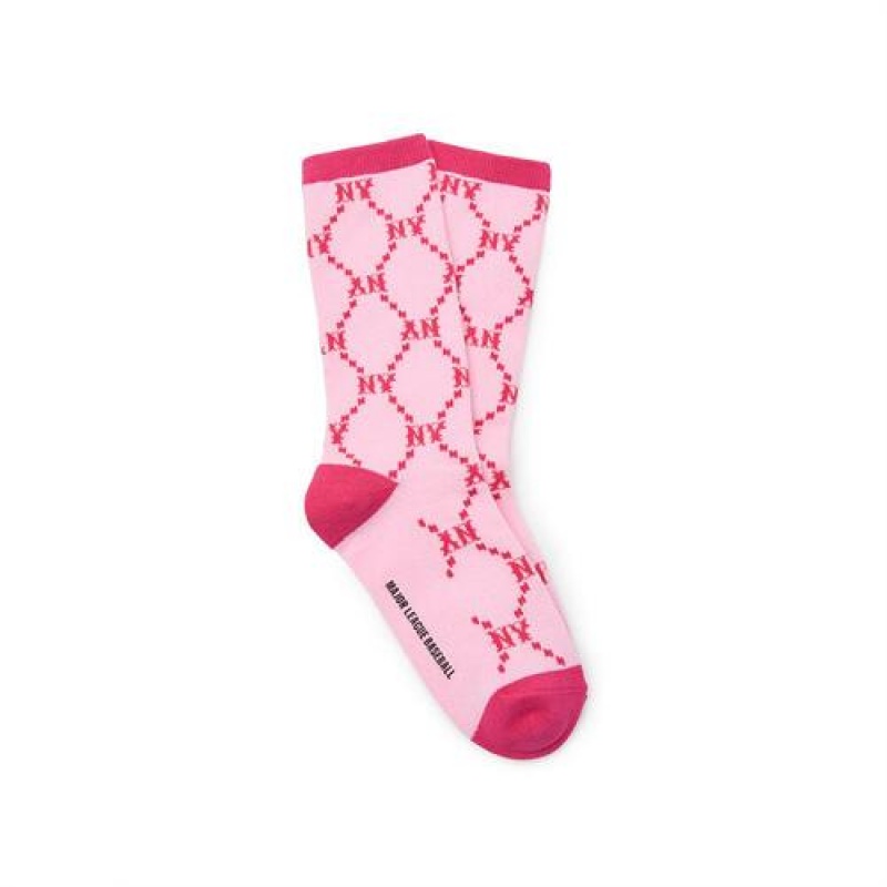 MLB Dia Monogram Skate Socks Accessories Pink | Australia_MLB48216