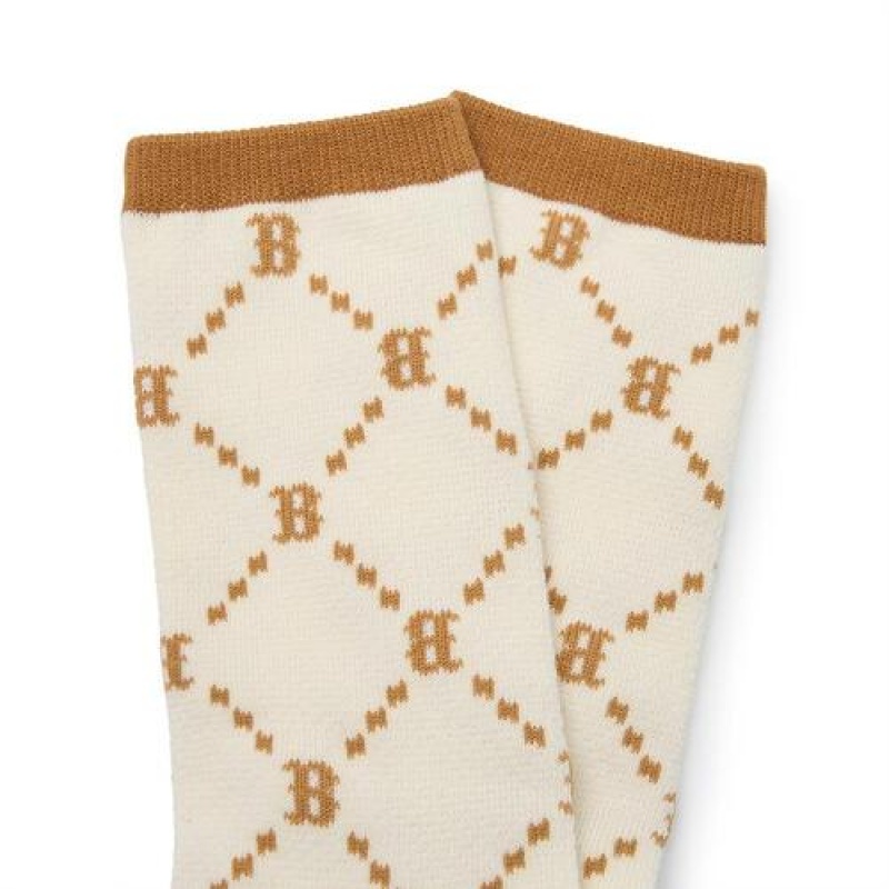 MLB Dia Monogram Skate Socks Accessories Brown | Australia_MLB18275