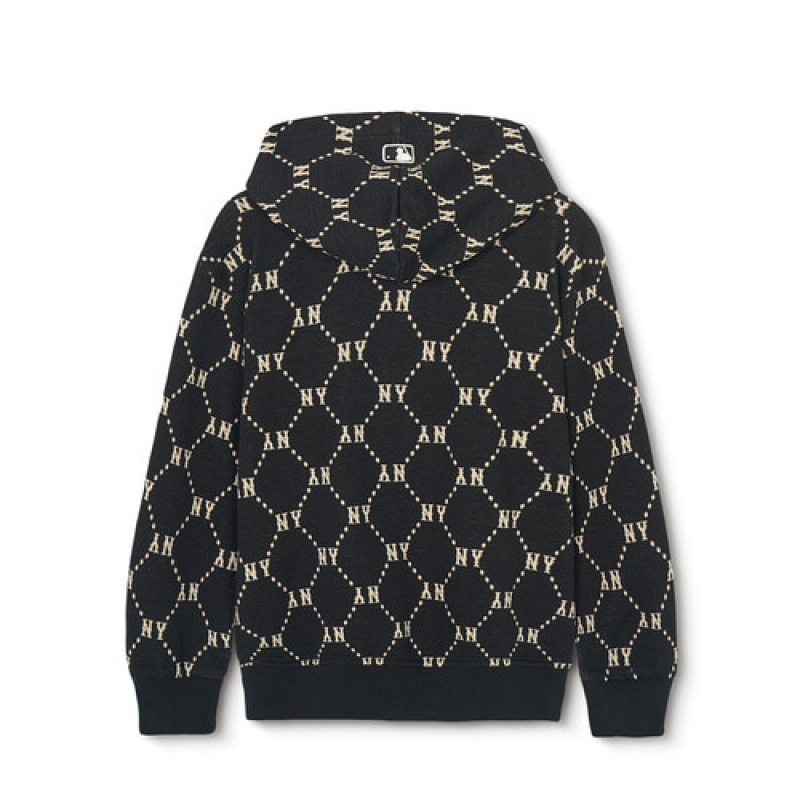 MLB Dia Monogram Snap Hoodie Tops Black | Australia_MLB94931