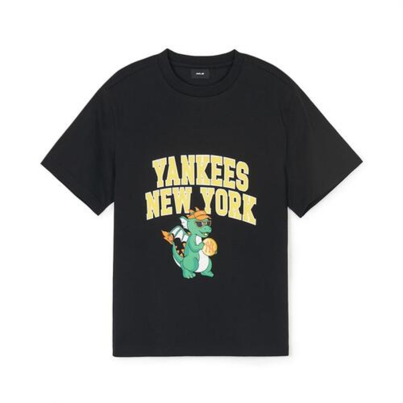 MLB Dragon T Shirt Tops Black | Australia_MLB80087