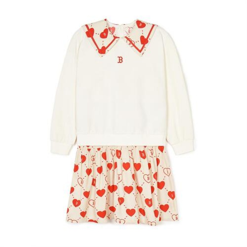 MLB Heart Dress Tops White / Red | Australia_MLB13868