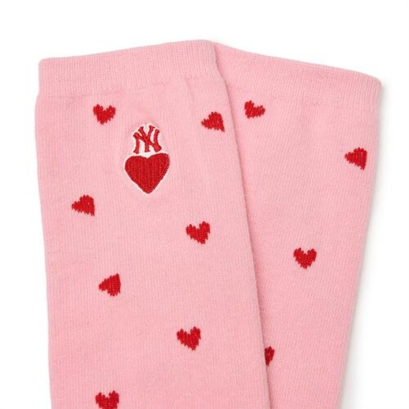 MLB Heart Knee Socks Accessories Pink | Australia_MLB72250