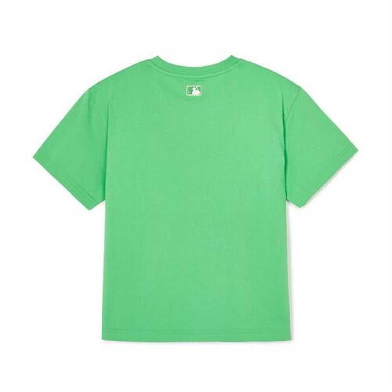 MLB Heart Logo T Shirt Tops Green | Australia_MLB26308