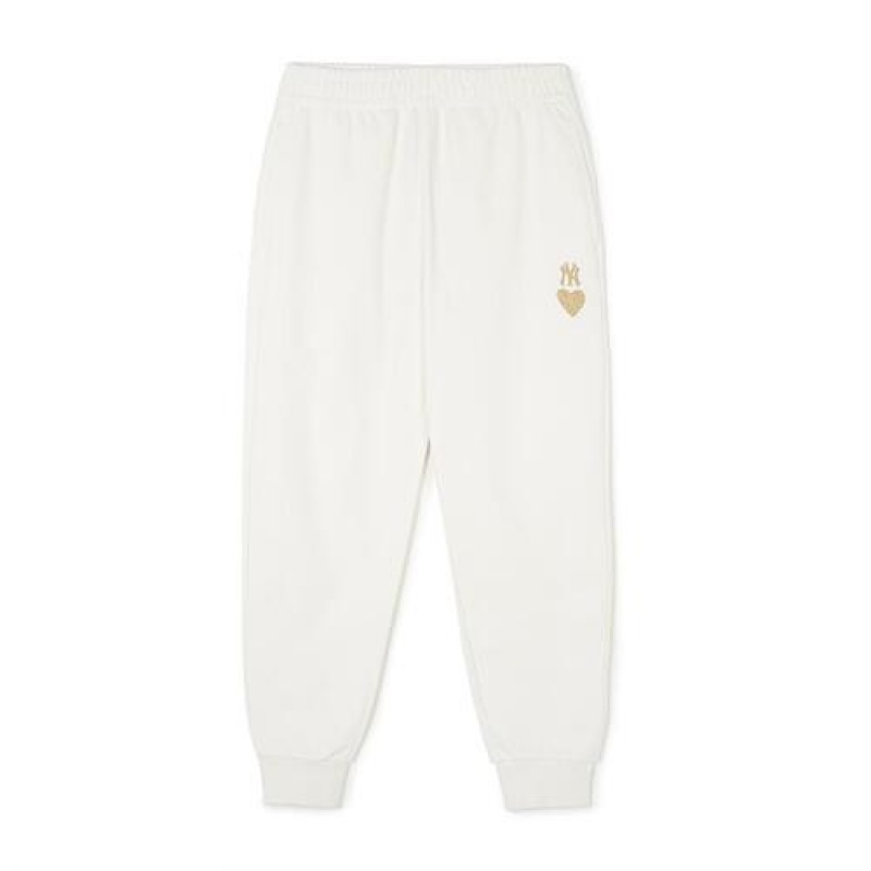 MLB Heart Logo Track Pants Bottoms White | Australia_MLB90328