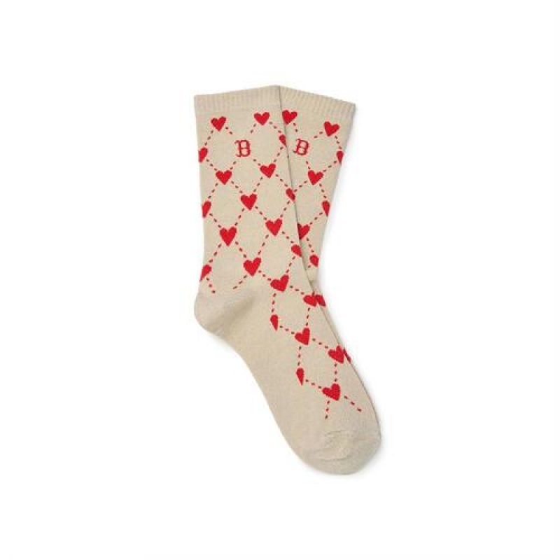 MLB Heart Mid Socks Beige | Australia_MLB67333